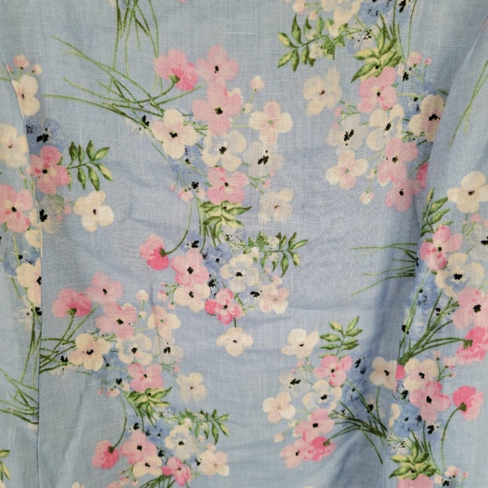 Gorgeous J. Jill Baby Blue Pink Floral Linen Dress Size Small - Picture 14 of 16